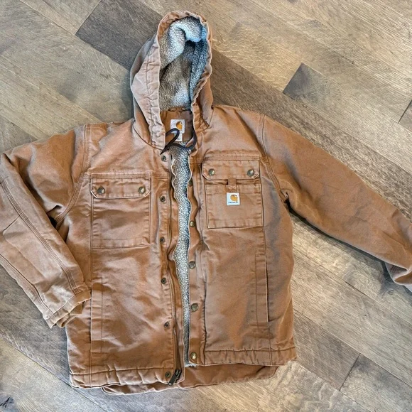 Carhartt men’s Sherpa-lined brown utility jacket - relaxed fit size Small - Picture 1 of 6